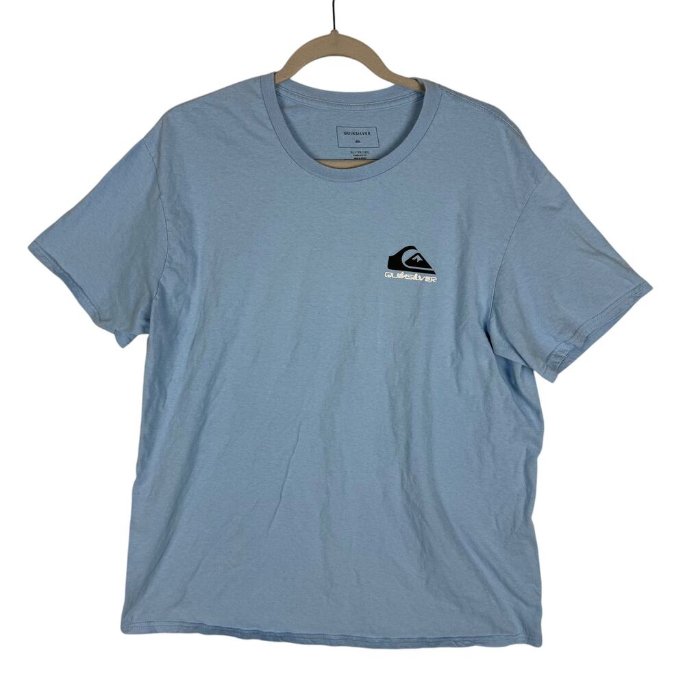 Quiksilver T-Shirt Mens XL Blue‎ Cotton Regular Crew Neck Short Sleeve Pullover